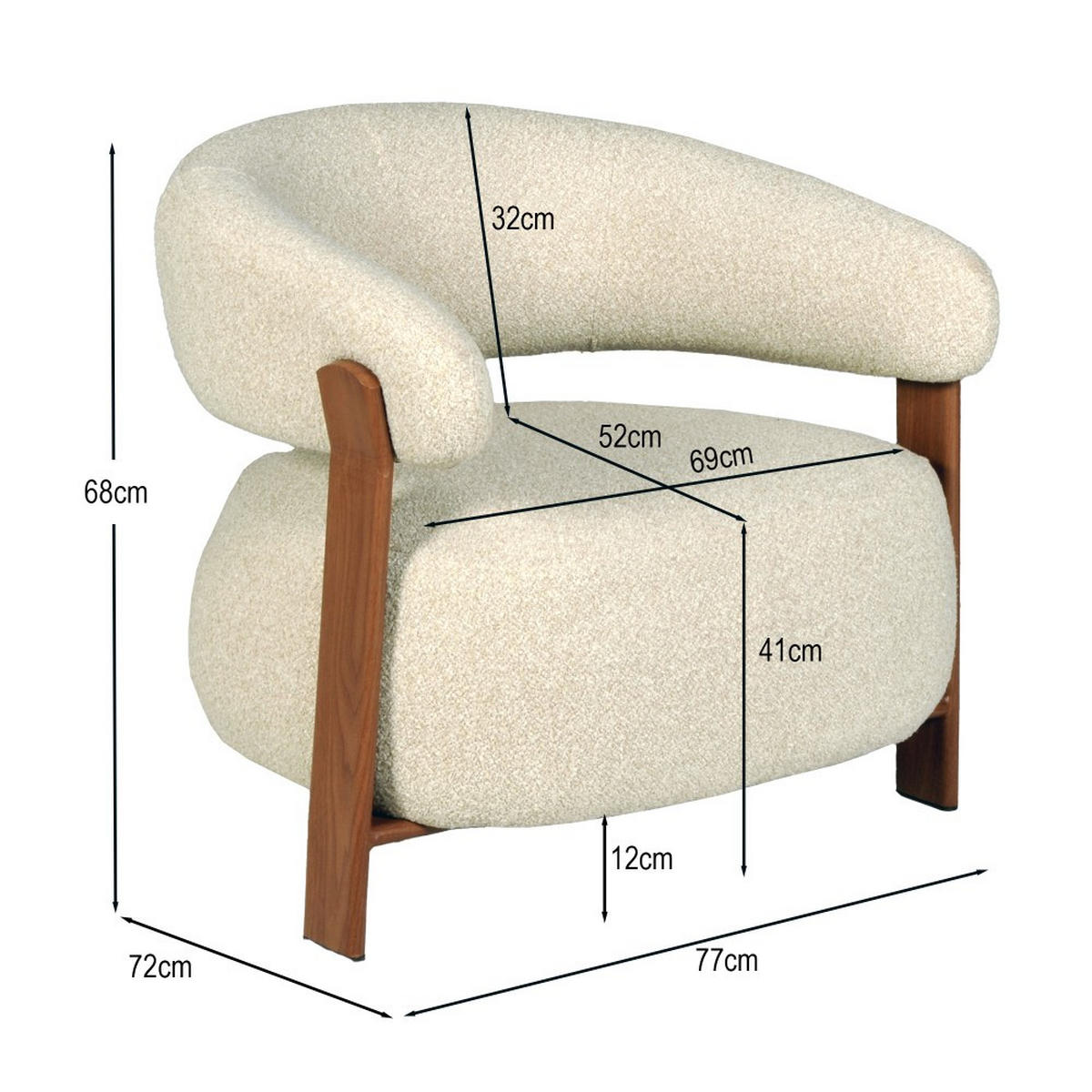LOUNGE-SESSEL BYRON, Beige - Beige, Textil (72/68/77cm) - Weber Industries