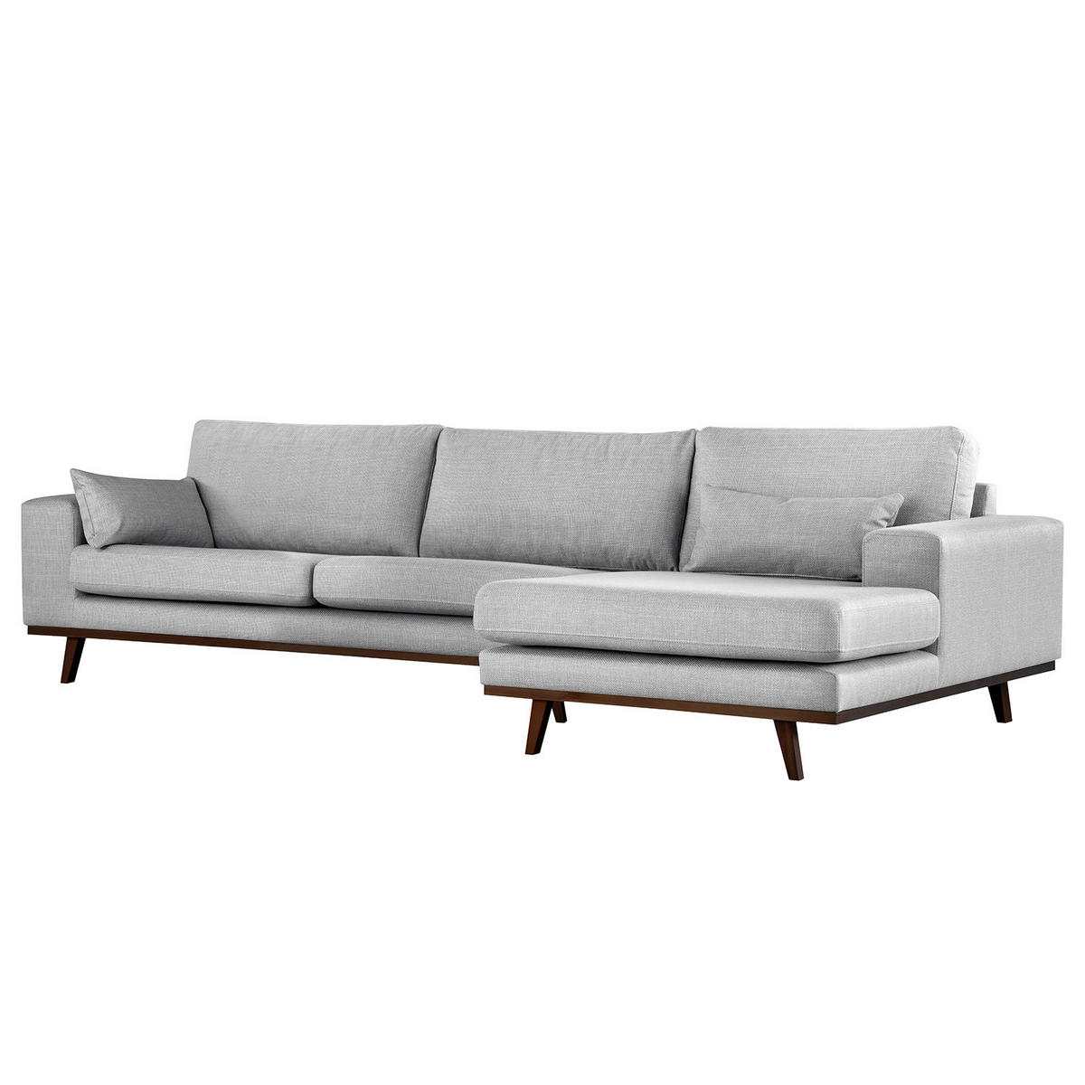 ECKSOFA mit Longchair - Buchefarben/Hellgrau, Buchenholz/Textil (281/153cm) - home24