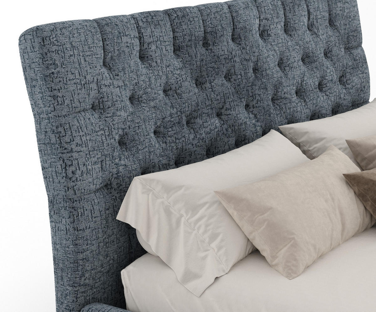 POLSTERBETT Vezzola Blau Grau 180/200 cm im Chenille-Stoff - Blaugrau/Naturfarben, Holz/Holzwerkstoff (180/200cm) - Maison de Reve