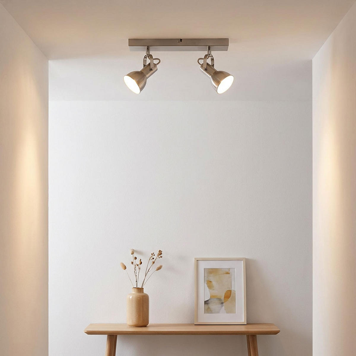 DECKENLEUCHTE Metall Silber bewegliche Spots - Silberfarben, Metall (32/14/14cm) - Globo Lighting