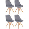 STUHL 4er Set Stoff hellgrau - Hellgrau/Naturfarben, Holz/Textil (48/81/54cm) - CLP