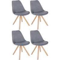 STUHL 4er Set Stoff hellgrau - Hellgrau/Naturfarben, Holz/Textil (48/81/54cm) - CLP