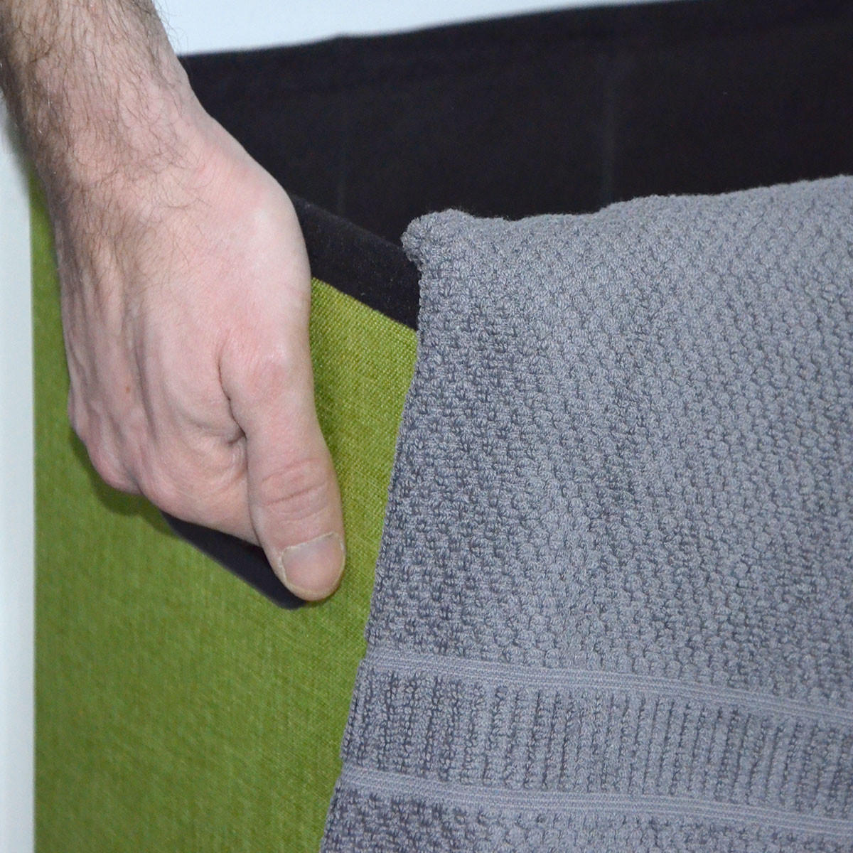 WÄSCHEKORB mit Deckel, 50/25/49 cm Grün - Grün, Textil (28/50/50cm) - Dunedesign