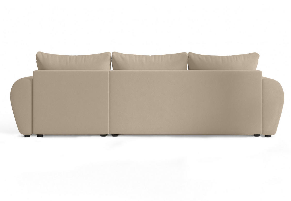 ECKSOFA L Form Malatya Hellbraun 246/145/80 cm stilvolle mit Schlaffunktion R - Hellbraun/Schwarz, Kunststoff/Textil (246/145cm) - AX Living