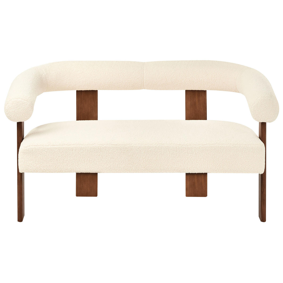 2-SITZER-SOFA Bouclé Cremeweiß/Dunkelbraun Ilbro - Creme, Textil (138/76/68cm) - Beliani