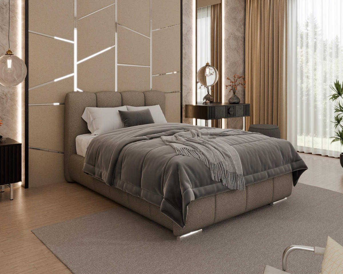 POLSTERBETT Zaira 120x200cm – Elegantes Polsterbett für modernen Wohnstil , ohne matratze, braun - Braun, Holz (90/200cm) - Homesy
