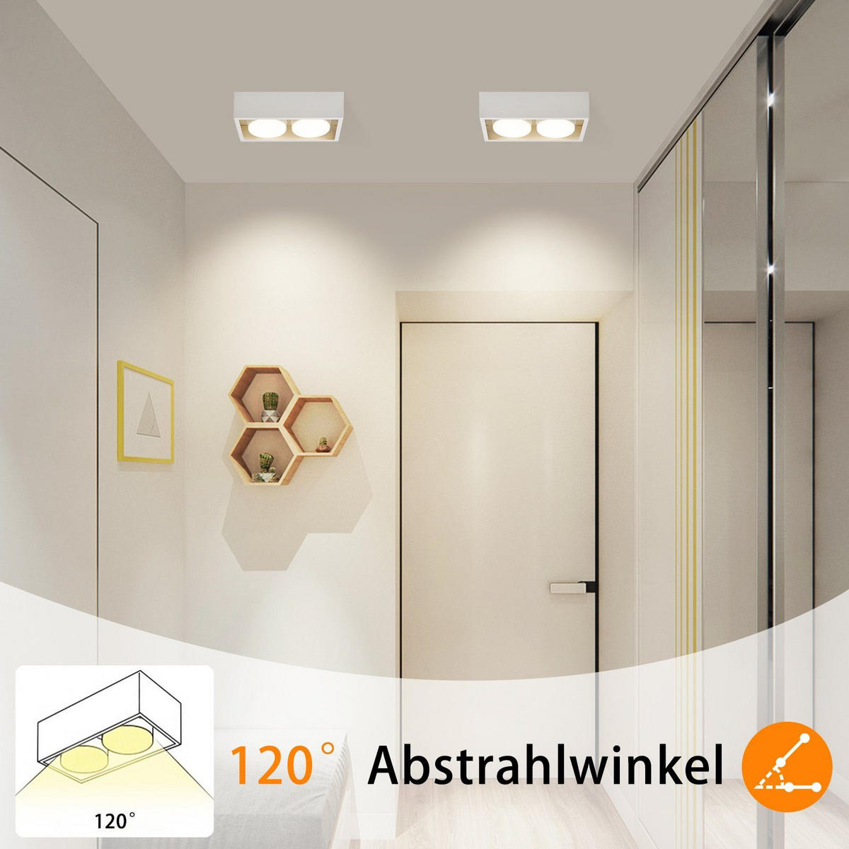 LED Deckenstrahler 2 Flammig Aufputz LED Deckenspots - Aufbaustrahler Weiß GX53 20/10/8cm - Weiß, Metall (20/10/8cm) - ZMH