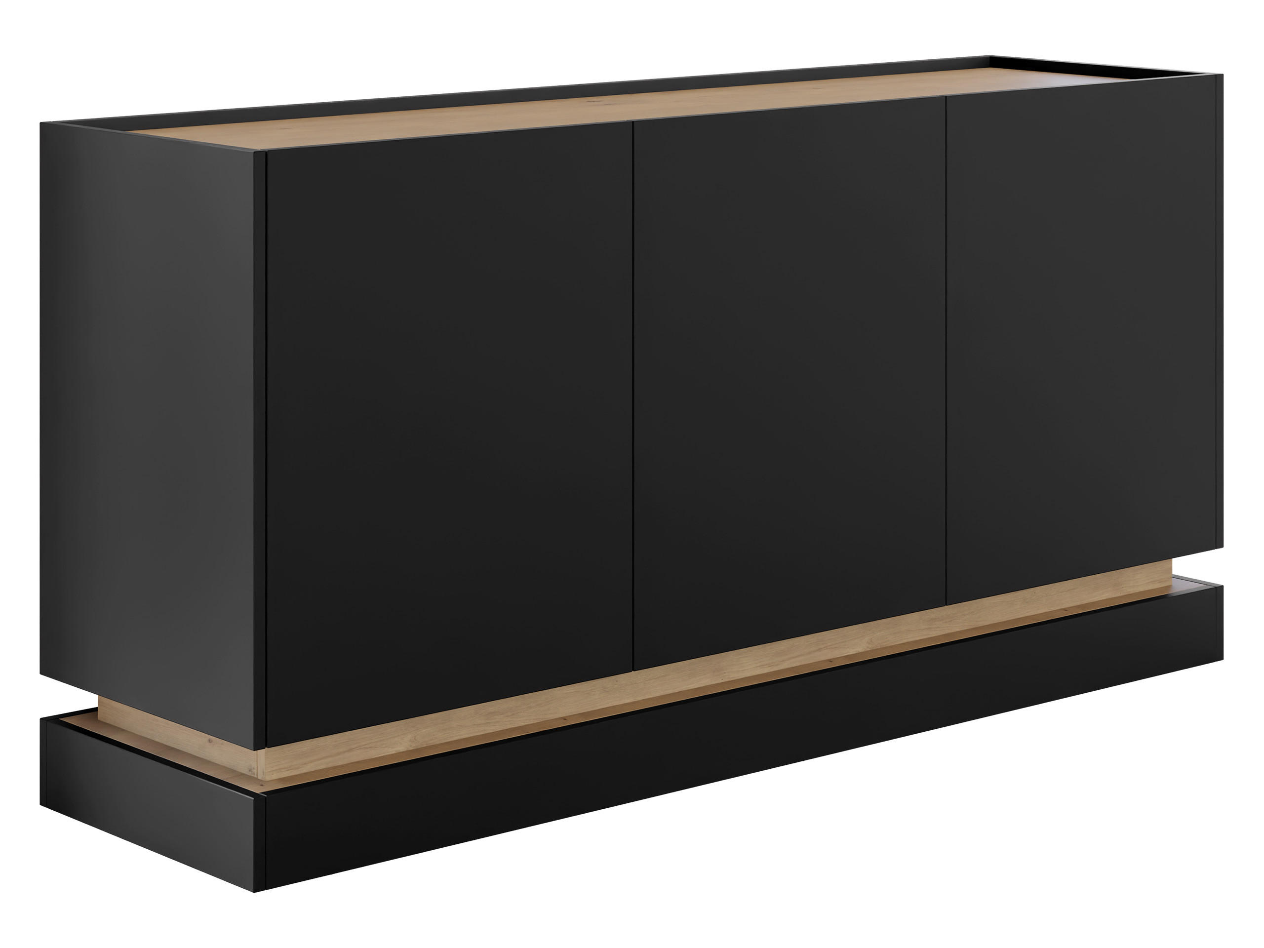 SIDEBOARD Zarpant K160 3D - Eichefarben/Schwarz, Holzwerkstoff (160/75/37cm) - MIRJAN24