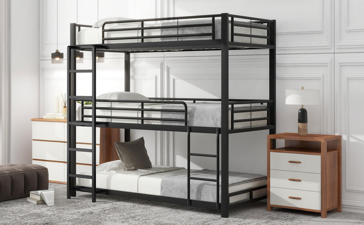 ETAGENBETT Metall 90/200 cm Schwarz - Schwarz, Metall - Raumix