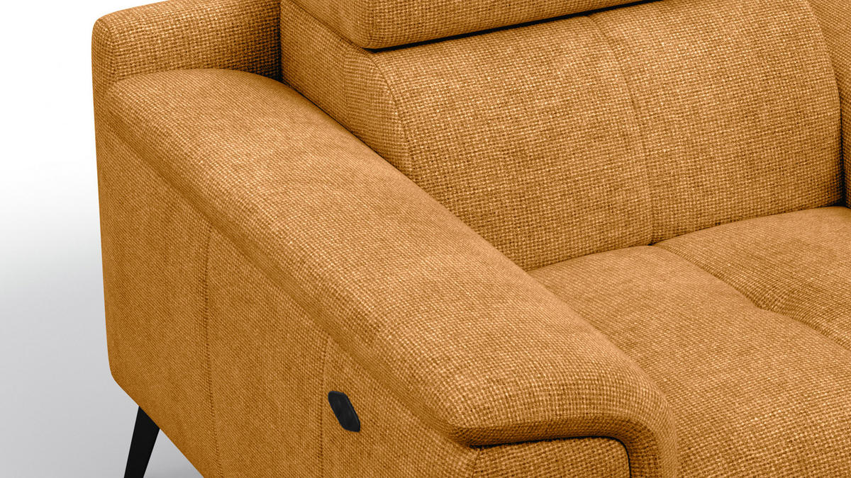 SESSEL FIERO mit Relaxfunktion, orange - Schwarz/Orange, Holzwerkstoff/Textil (114/82/103cm) - Courtois Laville