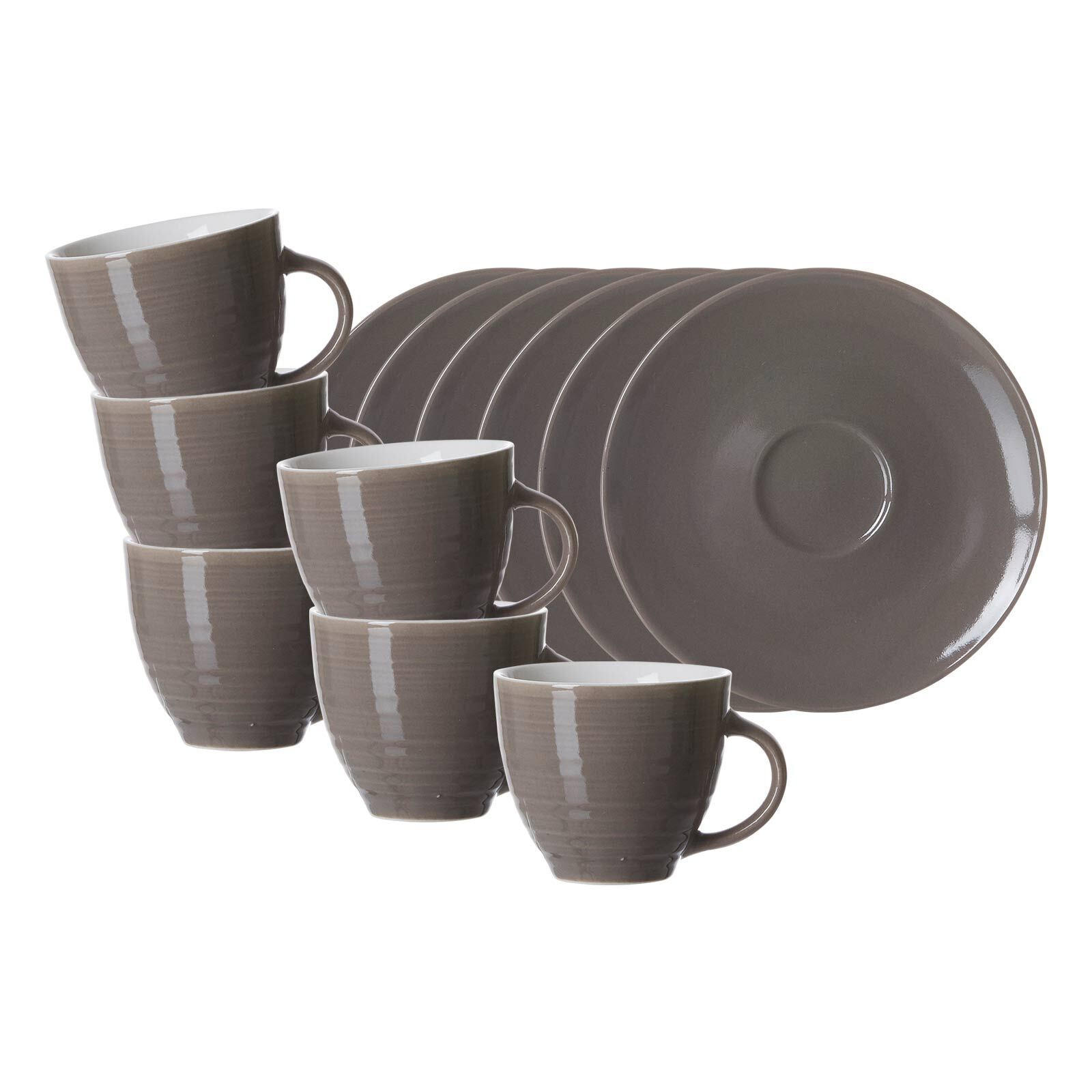 ESPRESSOTASSEN MIT UNTERTASSEN Suomi Braun 90 ml 6er Set - Braun, Keramik (0.09L) - Ritzenhoff Breker