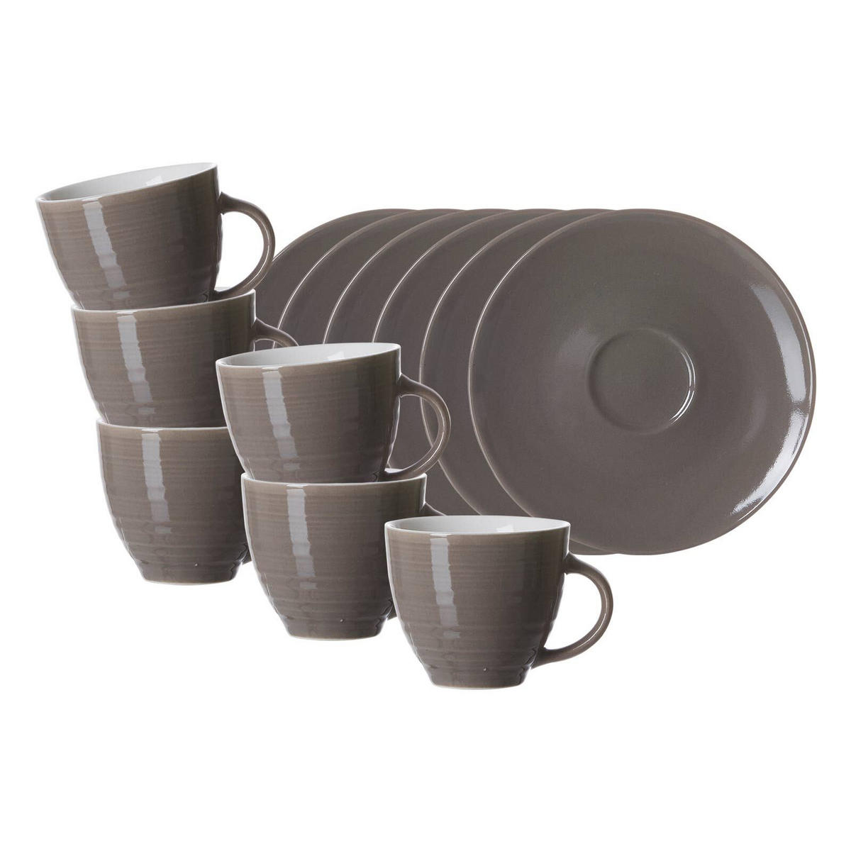 ESPRESSOTASSEN MIT UNTERTASSEN Suomi Braun 90 ml 6er Set - Braun, Keramik (0.09L) - Ritzenhoff Breker