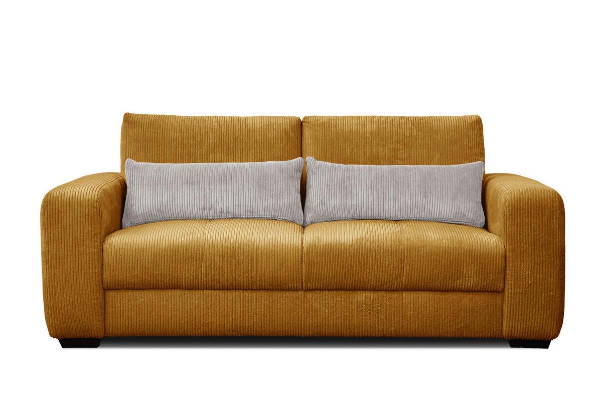 SOFA OLI 3-Sitzer, safran - Gelb, Holz/Textil (208/91/108cm) - Courtois Laville