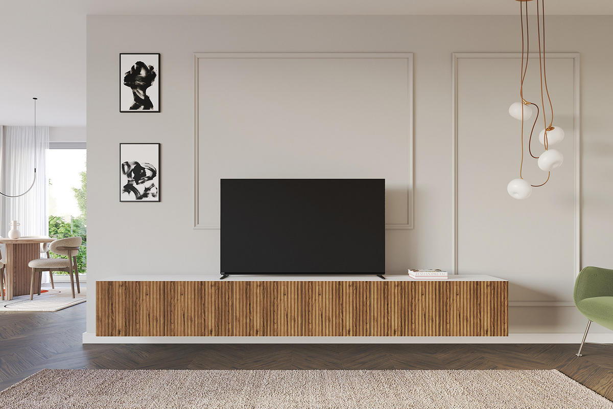 LOWBOARD NOA-2-W 3x100x40x41 cm - Weiß / Katania - Eiche Wotan, Holzwerkstoff (300/40/41cm) - ALTDECOR