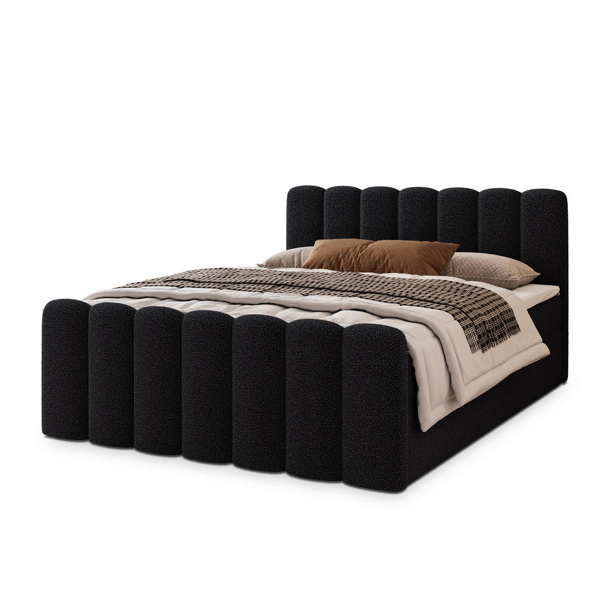 POSTEL BOXSPRING CELLA 160x200 cm, s matrací a úložným prostorem, černá - černá, kompozitní dřevo/textil (160/200cm) - MASSENO