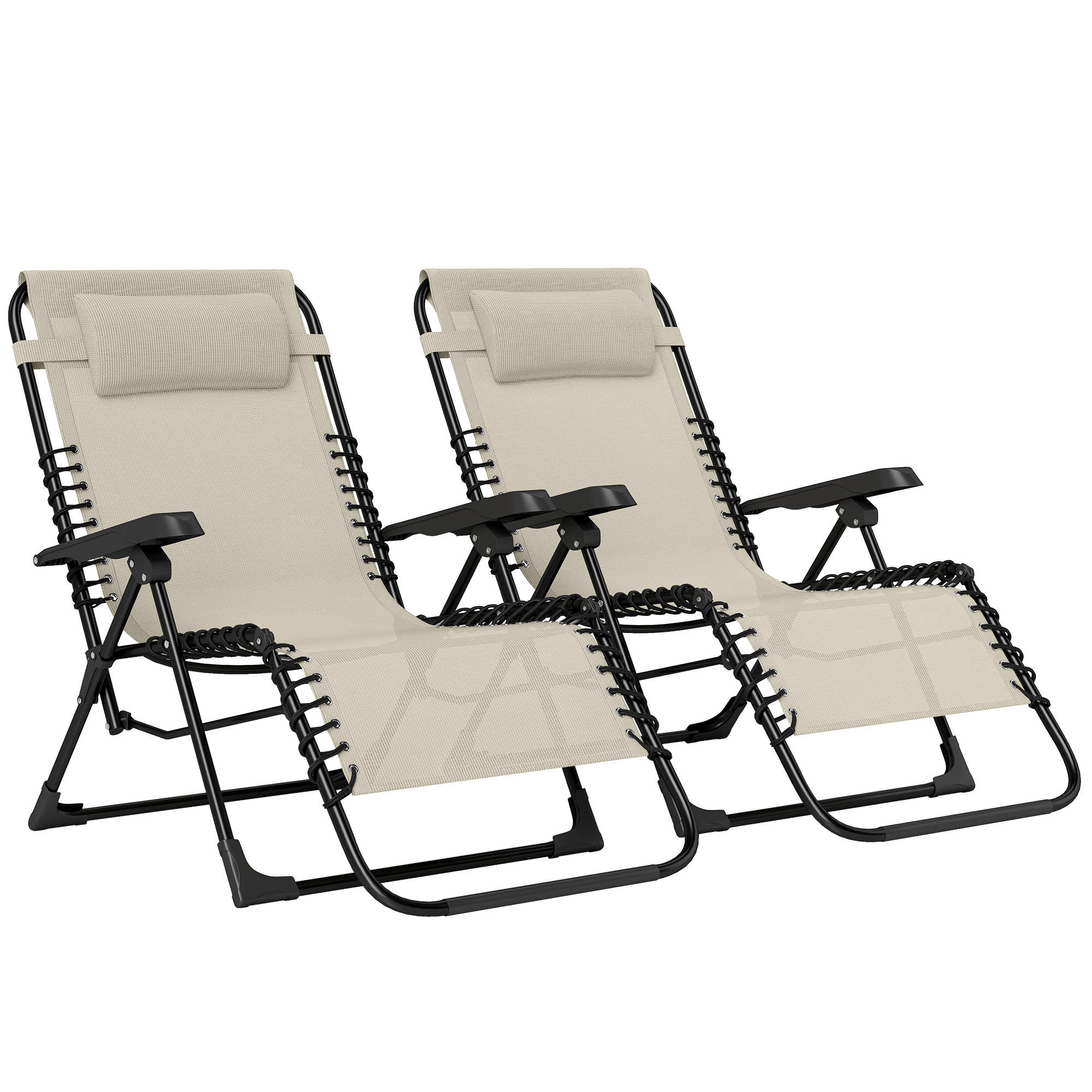 SONNENLIEGE DE-15701 2er-Set mit verstellbarer Rückenlehne Beige - Beige, Metall (65/112/90cm) - ComfortXL