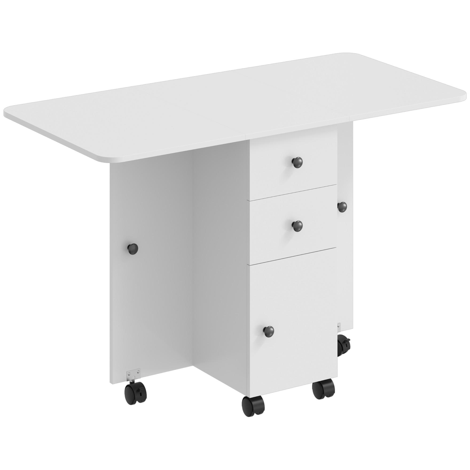KLAPPBARER-ESSTISCH Spanplatte Weiß - Weiß, Holzwerkstoff/Kunststoff (120/60/76.5cm) - HOMCOM