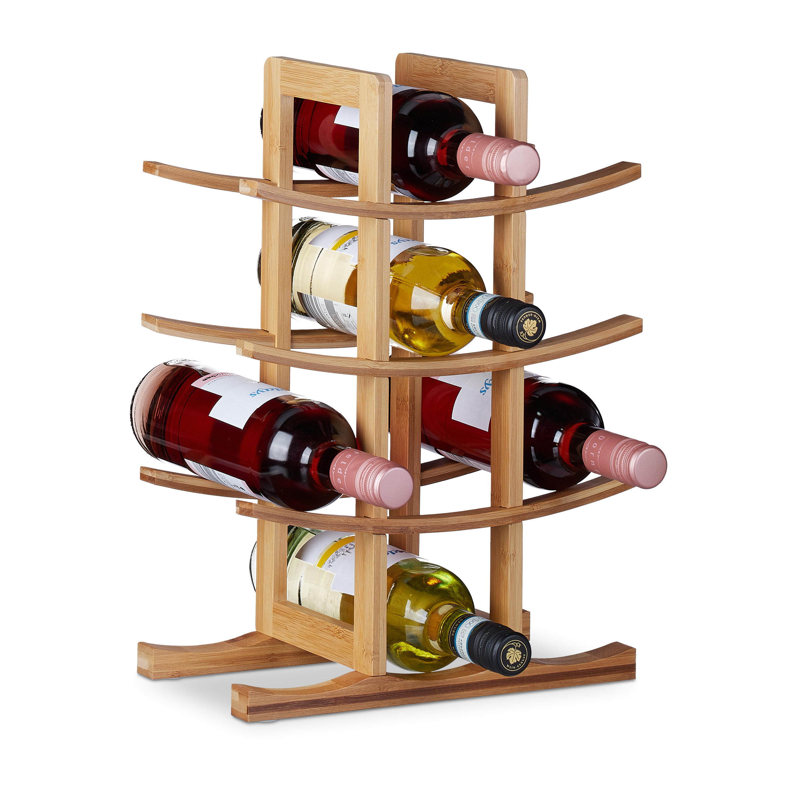 WEINREGAL - Hellbraun, Holz (30/42.5/16cm) - Relaxdays