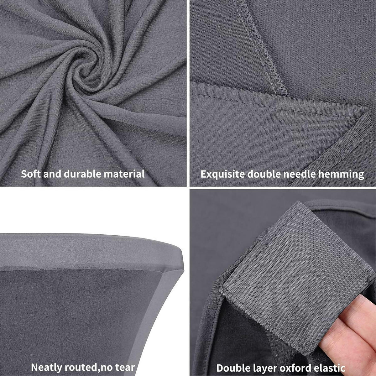 STEHTISCHHUSSE 3er-Set Hellgrau Ø 80-85 cm - Grau, Textil (80/110cm)