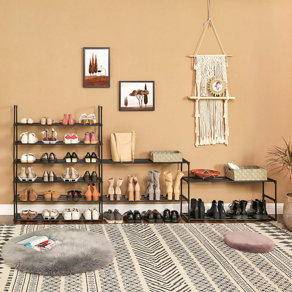 SCHUHREGAL - Schwarz, Metall (30/194/92cm) - Hansiro