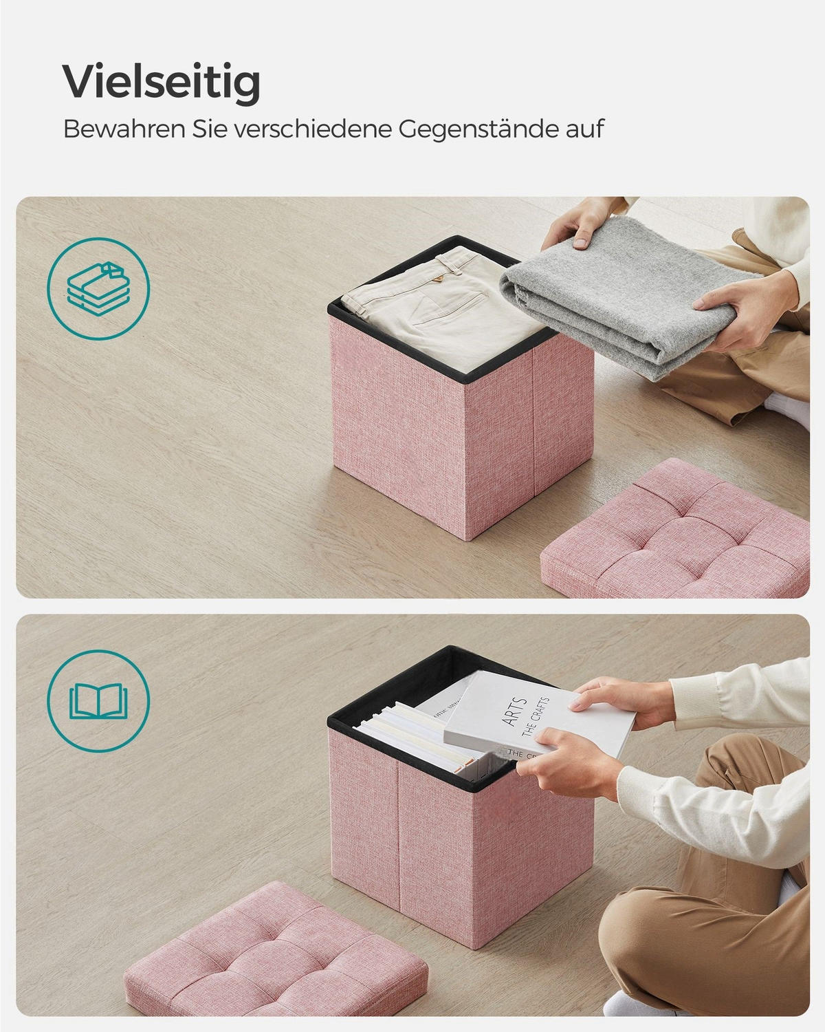 SITZBANK BRUSSELS - Rosa, Holzwerkstoff (30/30/30cm) - Hansiro