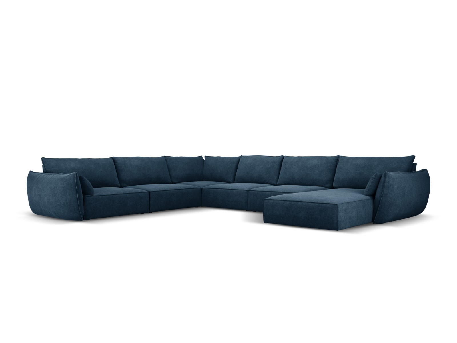 PANORAMASOFA links Kaelle aus Chenille-Stoff königsblau 8 Sitzplätze - Blau, Textil (284/85/384cm) - Micadoni