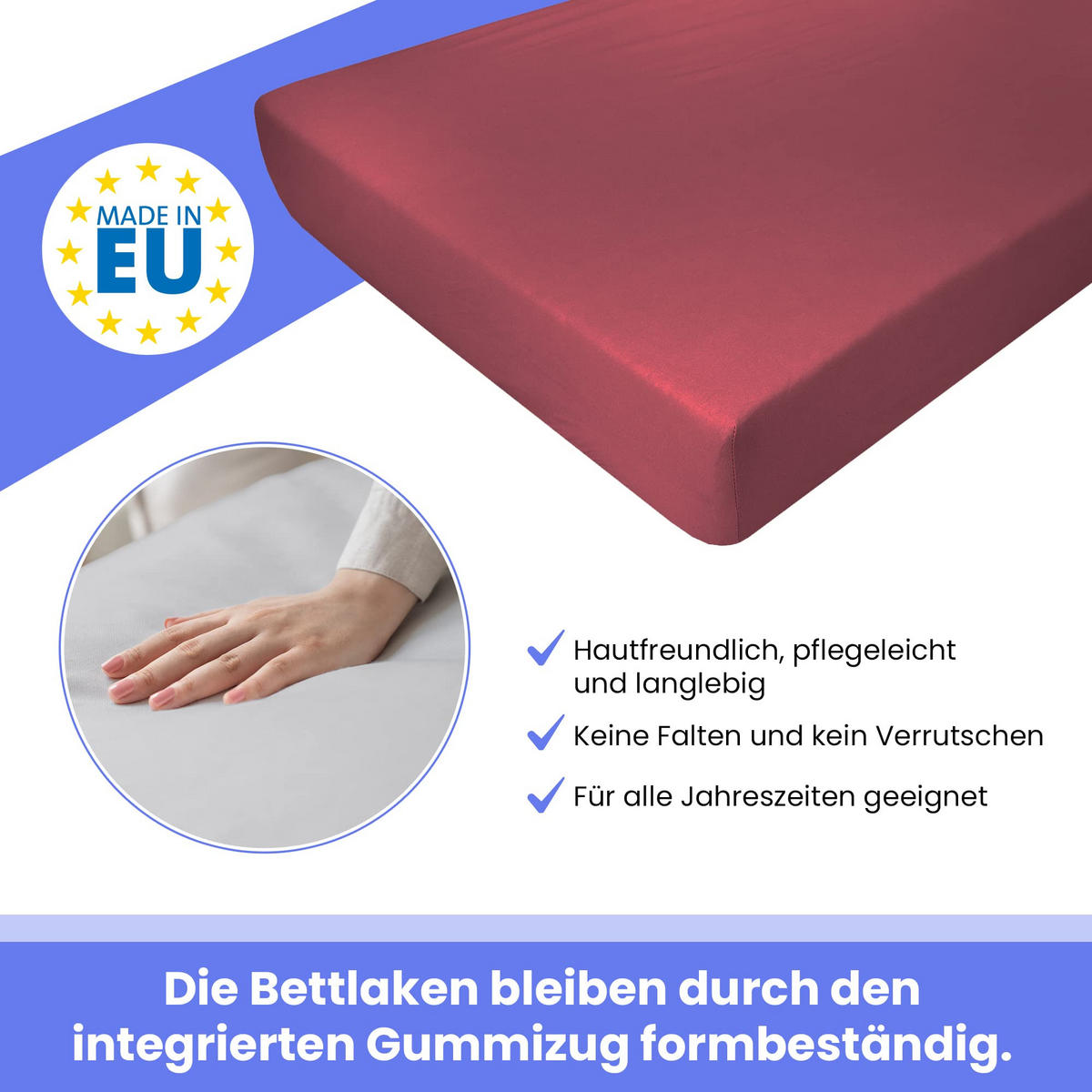 SPANNBETTLAKEN 80/180 cm, Jersey Elastisch 100 % Baumwolle Bordeux - Bordeaux, Textil (80/180cm) - Best For Home