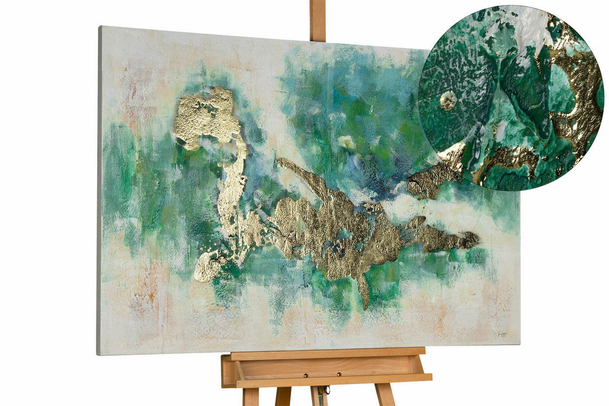 ÖLGEMÄLDE 120/80 cm - Türkis, Holz/Textil (2.26/80cm) - KUNSTLOFT