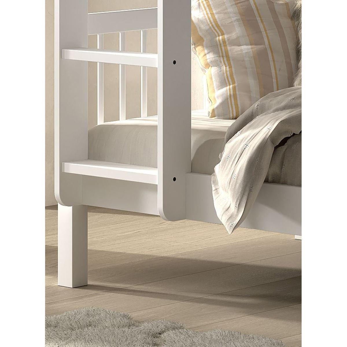 ETAGENBETT 90x200 Keeley Buche Weiß Holz Komfort Stabil Modern Design - Weiß, Holz (90/200cm) - 58aufmkessel