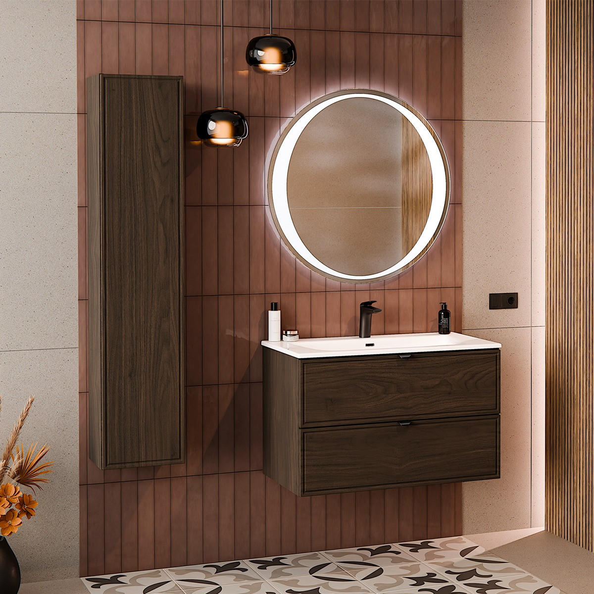 BADMÖBEL 81cm Elias 2er-Set Holz - Braun, Holzwerkstoff (81/50/46cm) - Petits-meubles