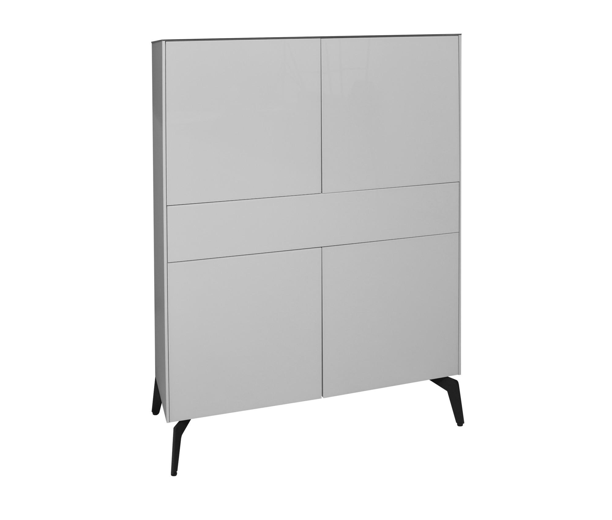 HIGHBOARD Imola Kreidegrau matt lack und Glas - Grau, Holzwerkstoff (121/145/42cm) - Premium Living