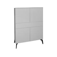 HIGHBOARD Imola Kreidegrau matt lack und Glas - Grau, Holzwerkstoff (121/145/42cm) - Premium Living