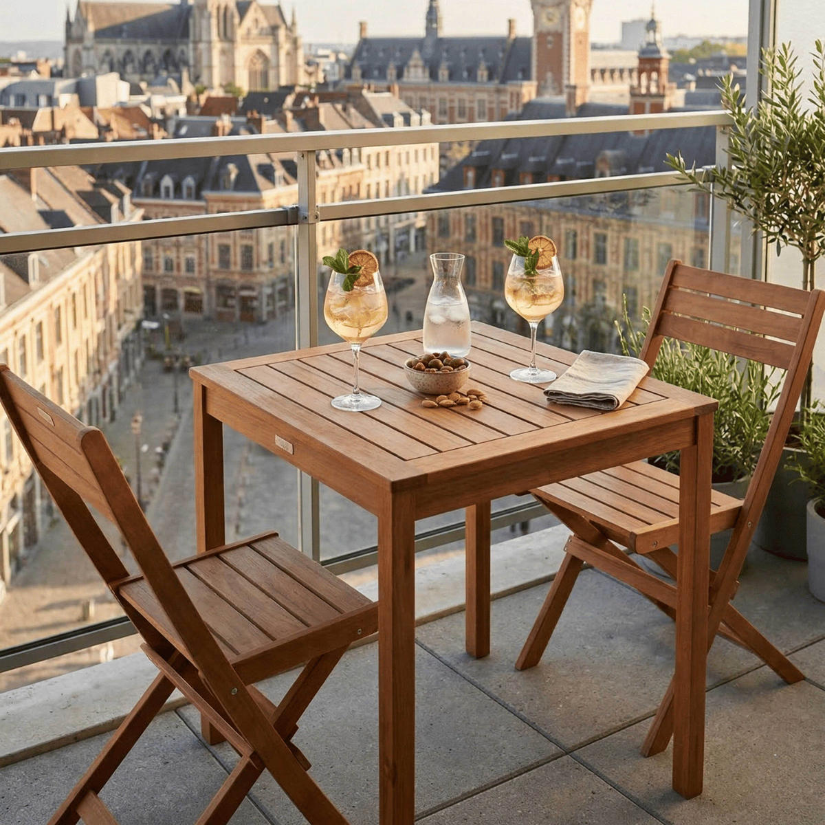 GARTENSET, klappbar, Braun - Eichefarben, Holz - Oviala