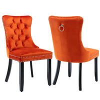 ESSZIMMERSTÜHLE 2er-Set Samt Orange mit Massivholzbeinen - Orange, Textil (50/95.2/62cm)