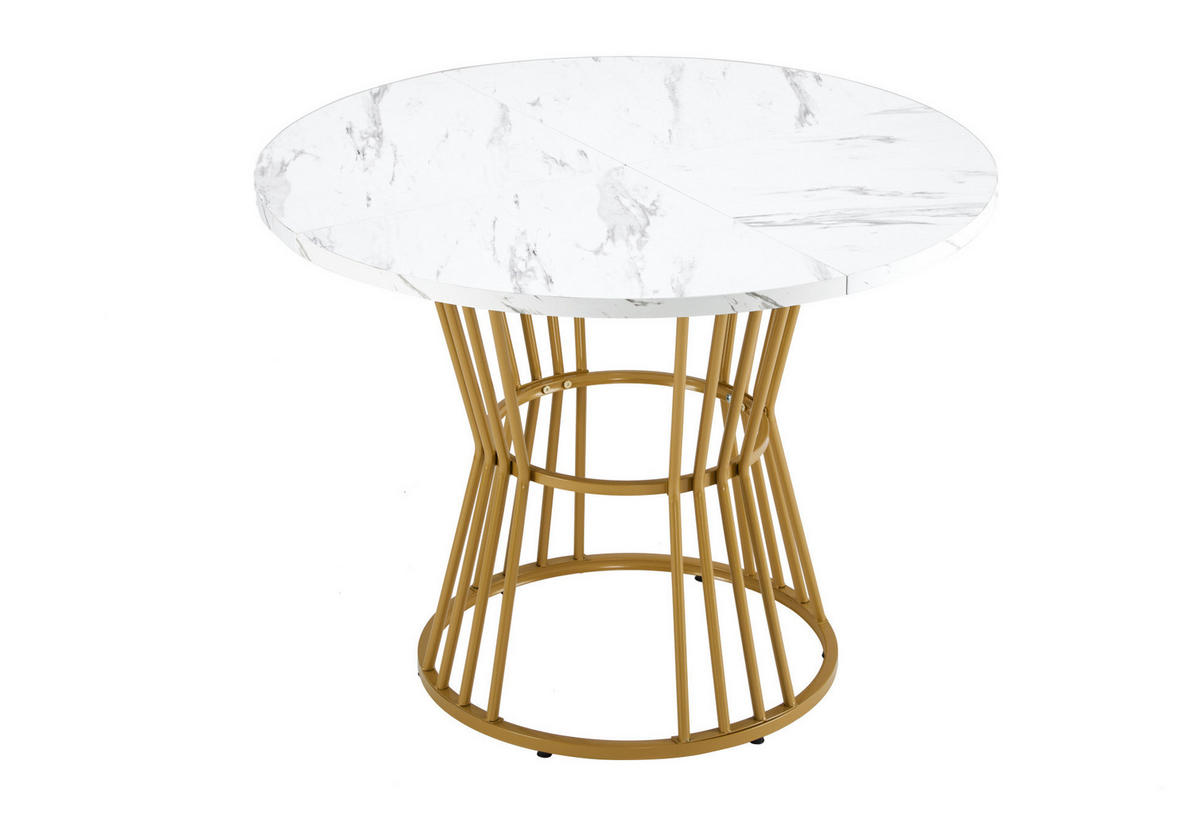 ESSTISCH 100x100x75 cm in Weiß aus MDF mit Marmoroptik auf stabilem Metallgestell - Weiß, Holzwerkstoff (90/75.5/18.5cm) - Modfu