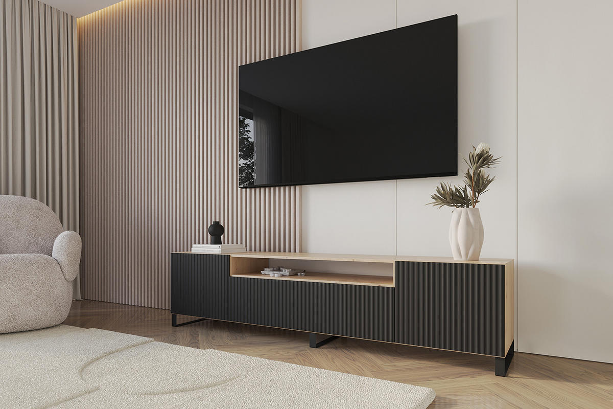LOWBOARD NOA-2-S 200x53x41 cm - Artisan / Schwarz - Eichefarben/Schwarz, Holzwerkstoff (200/53/41cm) - ALTDECOR