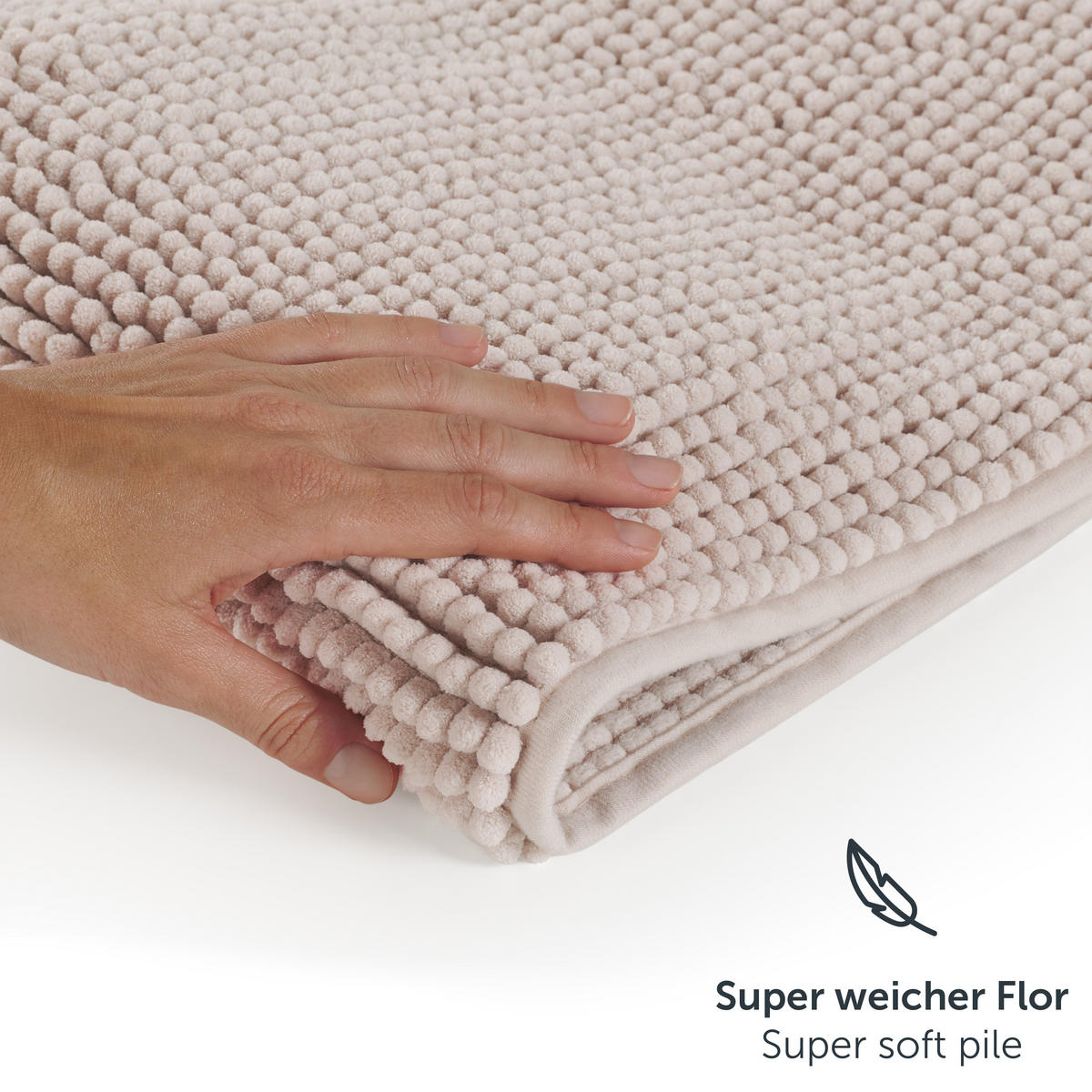 BADEMATTE Hochflor Chenille, 70x120 cm, Beige - Beige, Textil (70/120cm) - Blumtal