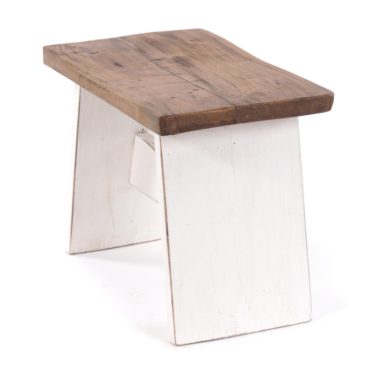 HOCKER SCHEMEL 40 Mahagoni Massivholz 06 weiß-landhaus - Weiß, Holz (40/31/25cm) - DESIGN DELIGHTS