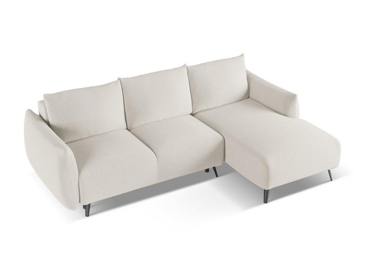 3-SITZER SOFA mit Schlaffunktion Strukturstoff Stoff Beige - Beige/Schwarz, Kunststoff/Textil (238/82/105cm) - Makamii