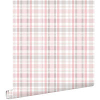 TAPETE Karomuster 53 cm x 10.05 m - Pink, Papier (53/0.1cm) - ESTAhome
