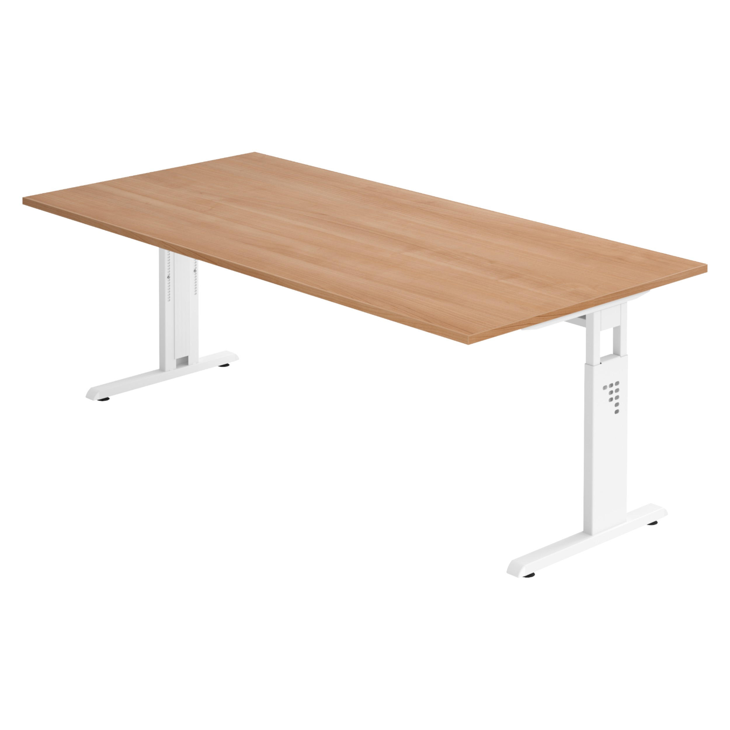 SCHREIBTISCH Serie-O 100/200/74 cm in Nussbaumfarben/Weiß - Nussbaumfarben/Weiß, Holzwerkstoff (100/200/74cm) - bümö