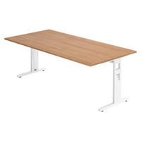 SCHREIBTISCH Serie-O 100/200/74 cm in Nussbaumfarben/Weiß - Nussbaumfarben/Weiß, Holzwerkstoff (100/200/74cm) - bümö