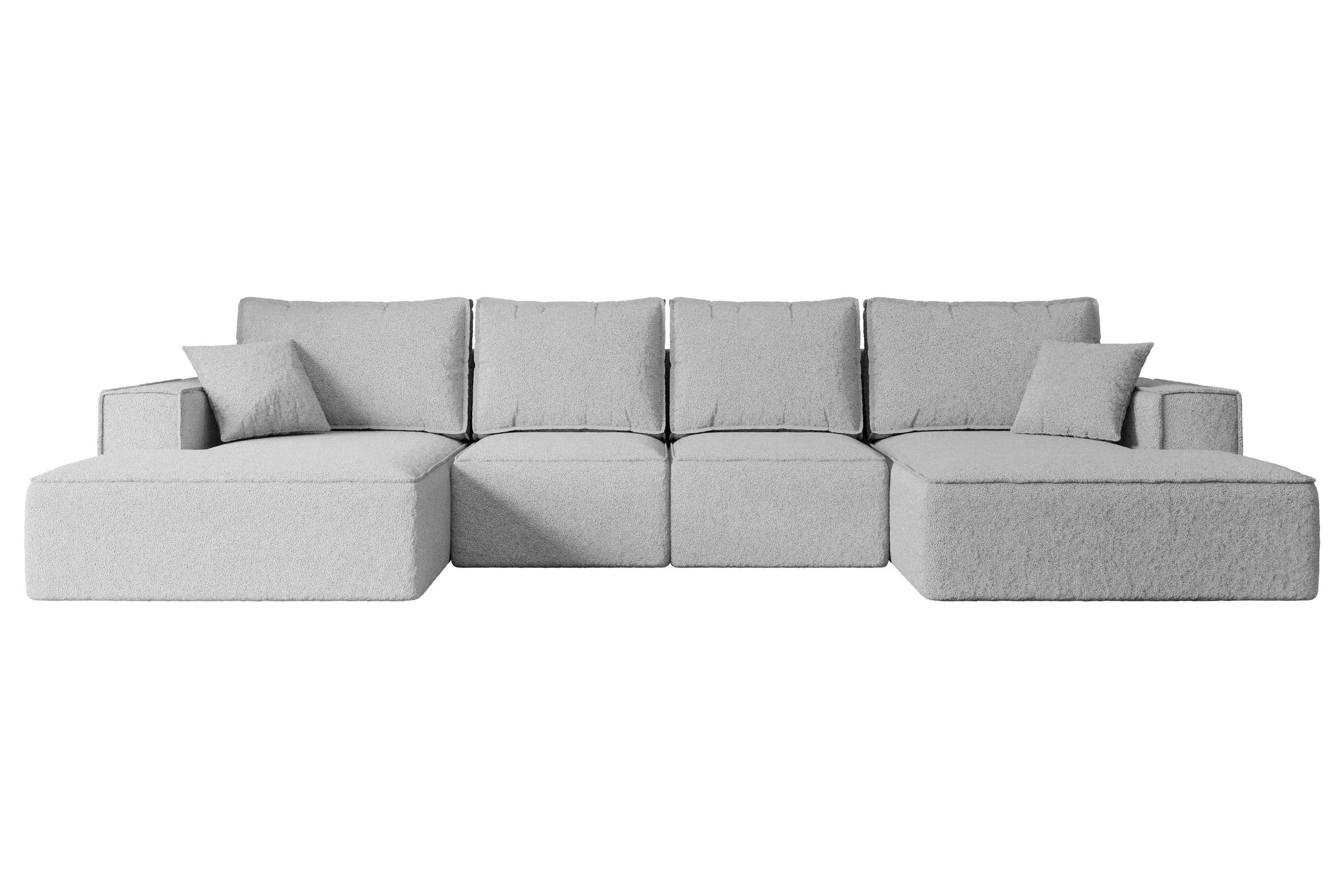 ALTDECOR SEDACÍ SOUPRAVA s funkcí lůžka a úložným prostorem pod postelí SIERRA-U-S – 349 x 161 x 87 cm světle šedá buklé