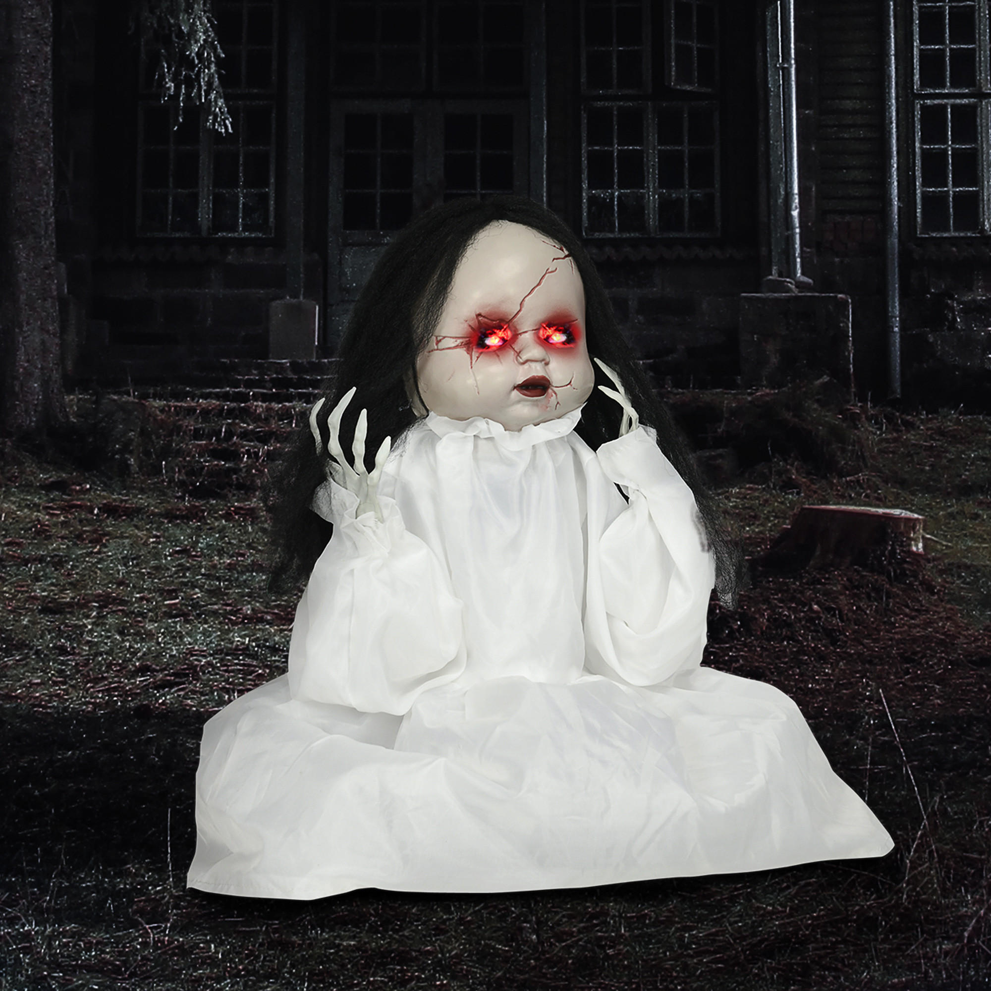 HALLOWEEN HORROR-CLOWN, Weiß, Polyester, PE, Stahl - Weiß, Kunststoff (15/60/60cm) - HOMCOM