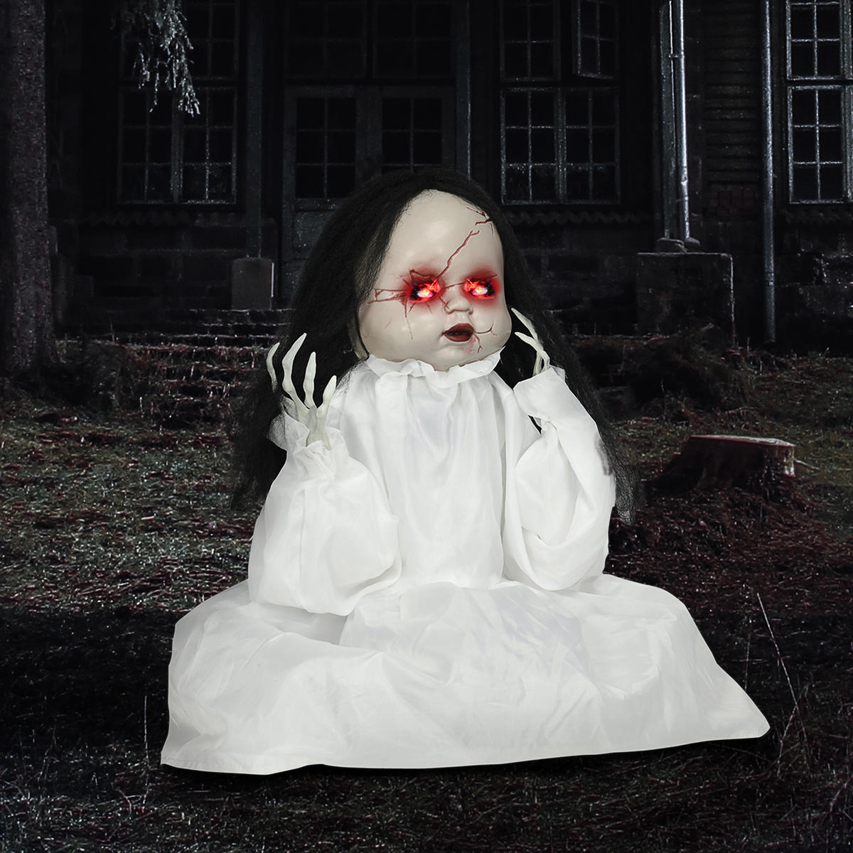HALLOWEEN HORROR-CLOWN, Weiß, Polyester, PE, Stahl - Weiß, Kunststoff (15/60/60cm) - HOMCOM