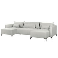 WOHNLANDSCHAFT - Silberfarben/Schwarz, Textil (382/81/148cm) - home24