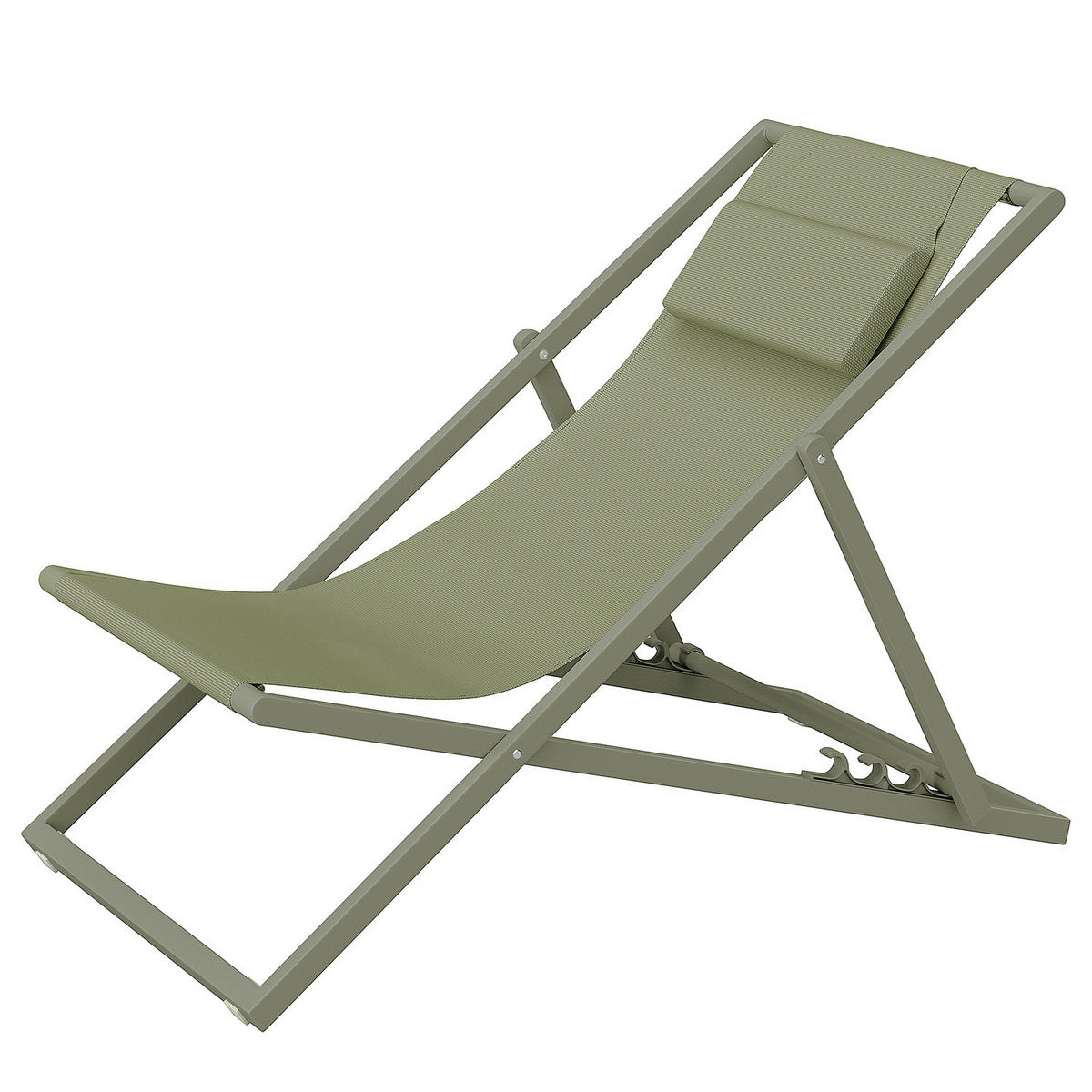 LIEGESTUHL - Stahl / Polyrattan - 2er-Set - Salbeigrün, Textil/Metall (63/93/104cm) - home24