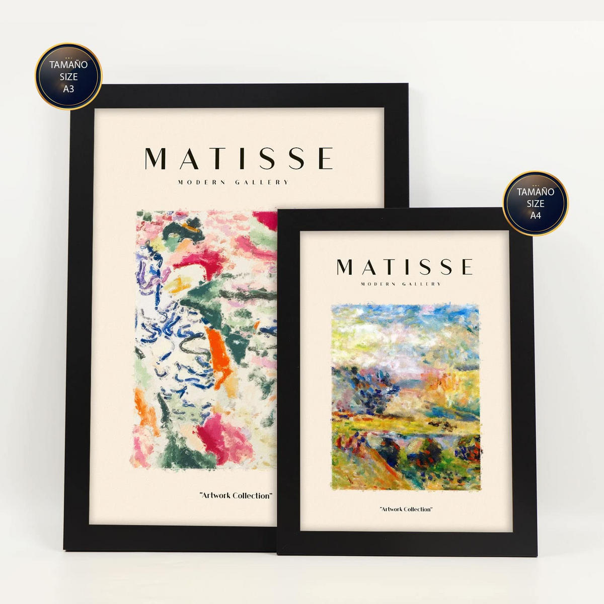 POSTER Set Mit 6 Henri Matisse Szene Drucke Des Fauvismus Und Der Abstrakten Kunst Für Innenarchitektur A3 & A4 Schwarzer Rahmen - Schwarz, Papier (29/3cm) - Nacnic