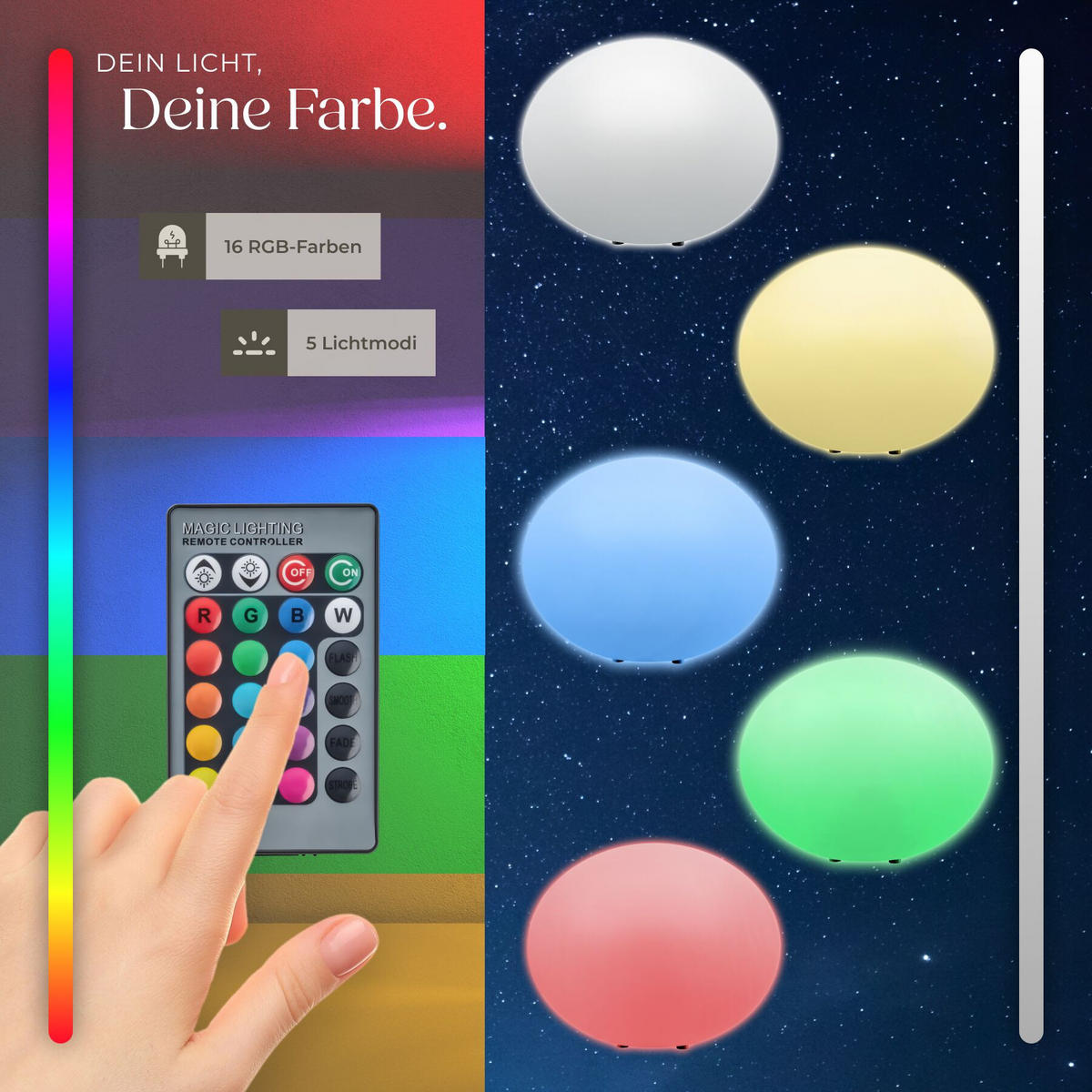 KUGELLEUCHTE Luminous Eye, inklusive Erdspieß, weiß - Weiß, Kunststoff (35/35/28.5cm) - tectake