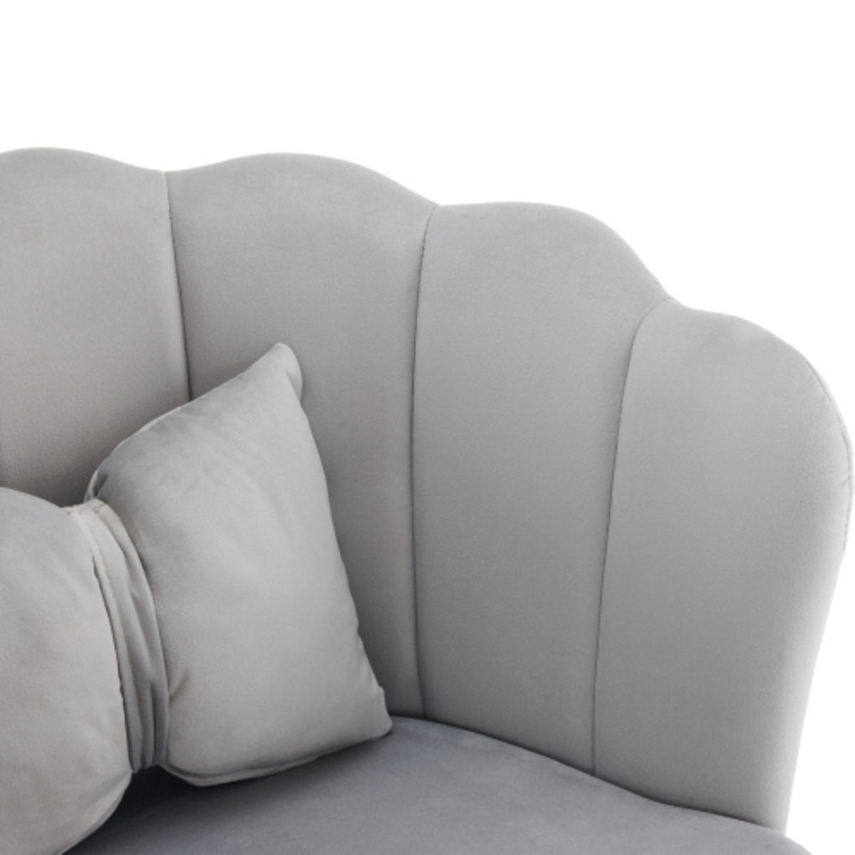 SESSEL aus Samt 63×58×77 mit vergoldete Beine, grau - Grau, Textil (58/77/63cm) - Luhomfu